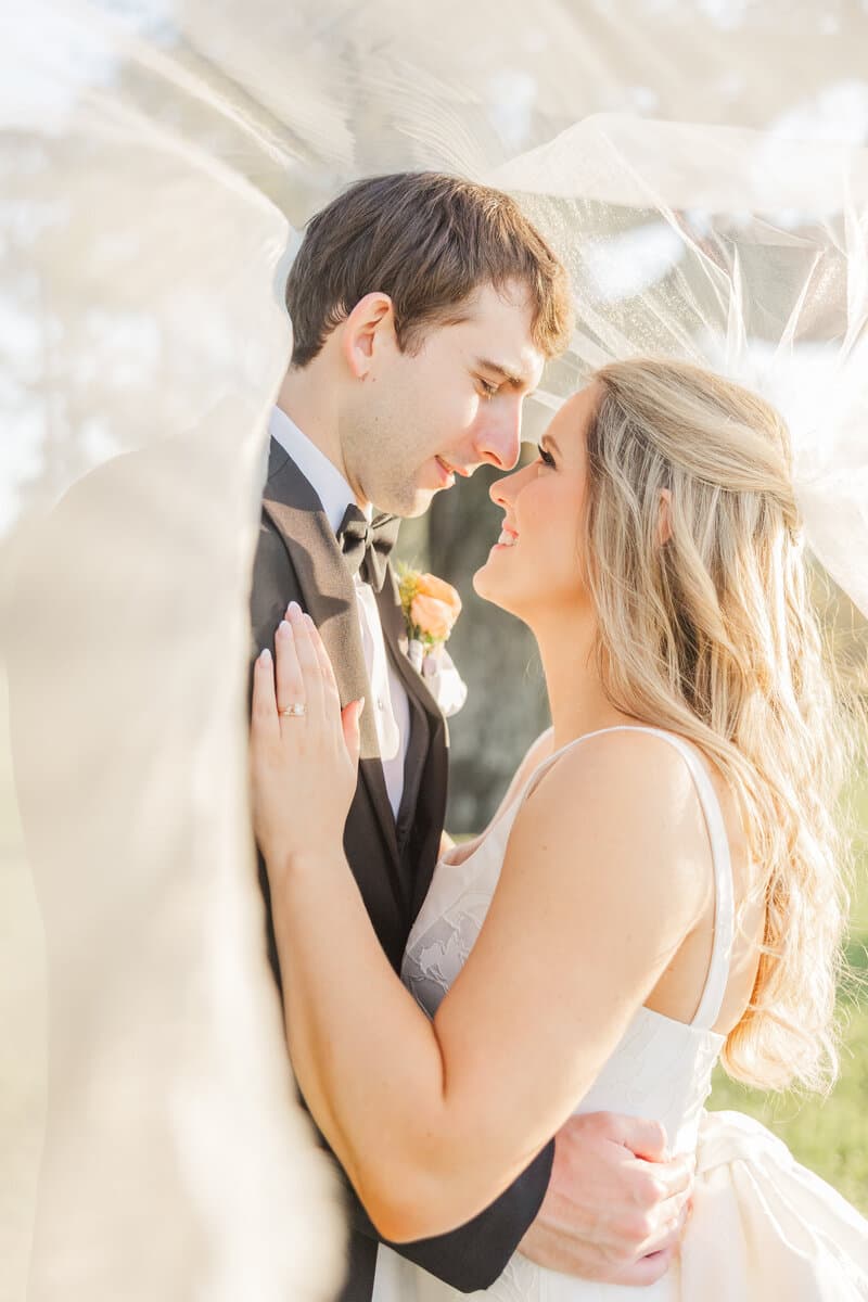 Bride and groom sharing a quiet wedding-day moment
