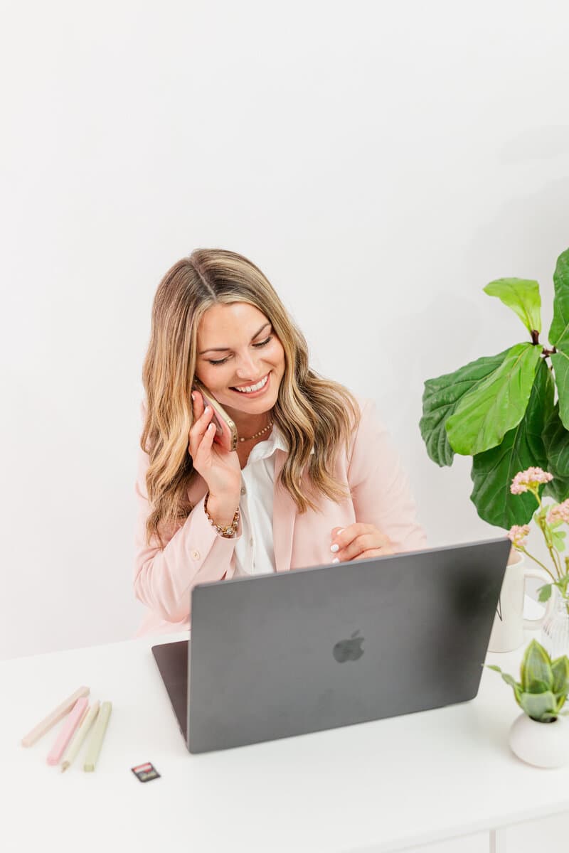 Jennie working at her desk
