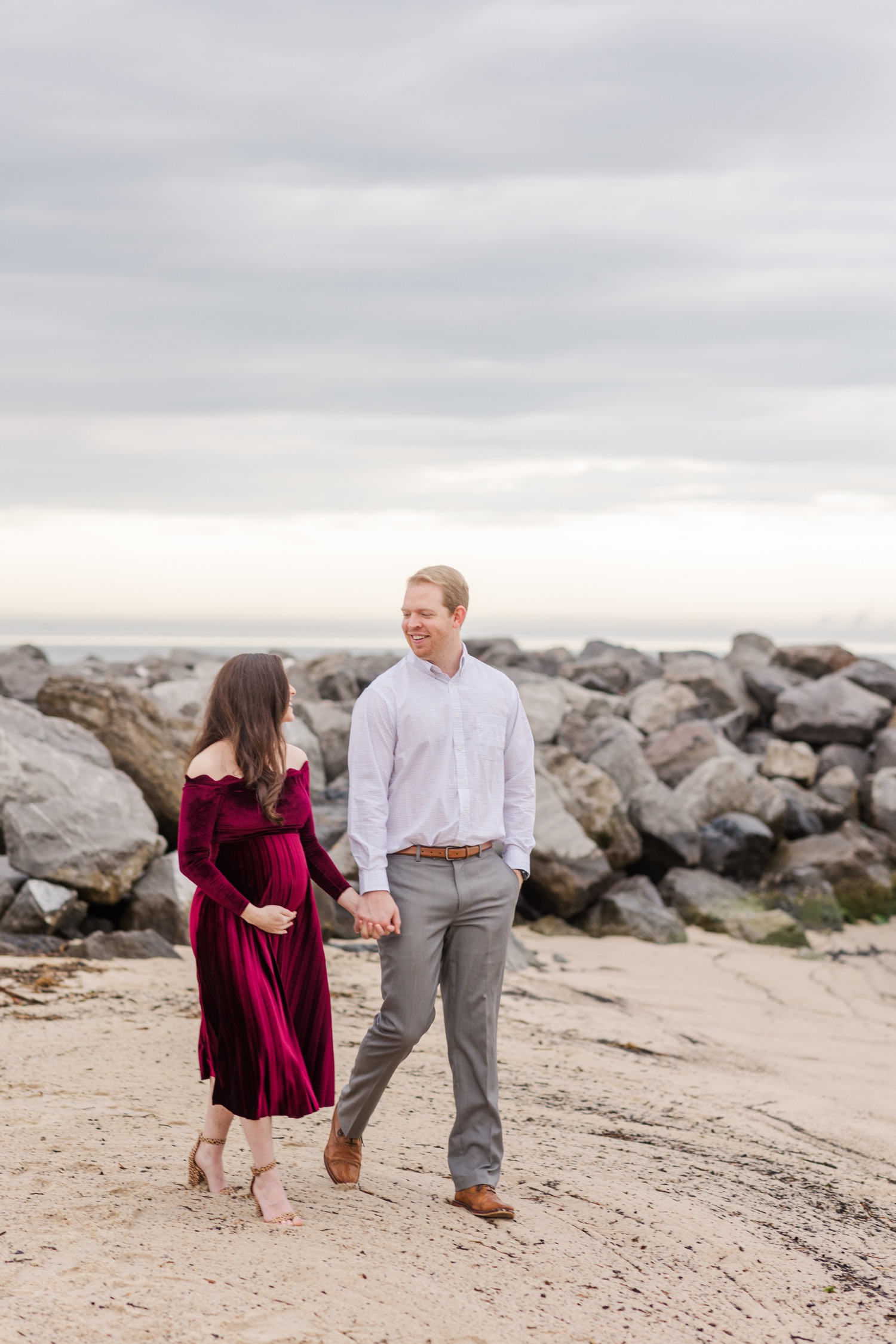 Grand Hotel  Point Clear Alabama Maternity Session   Burgundy Maternity Dress