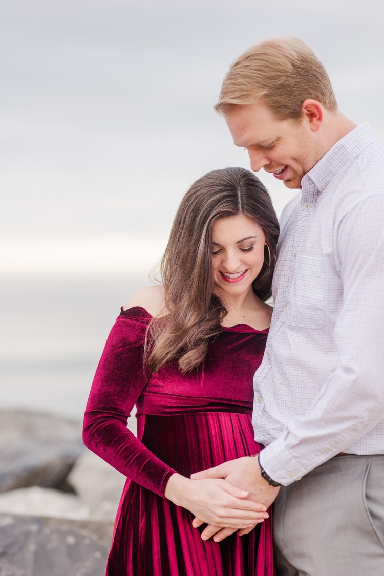 Grand Hotel  Point Clear Alabama Maternity Session   Burgundy Maternity Dress