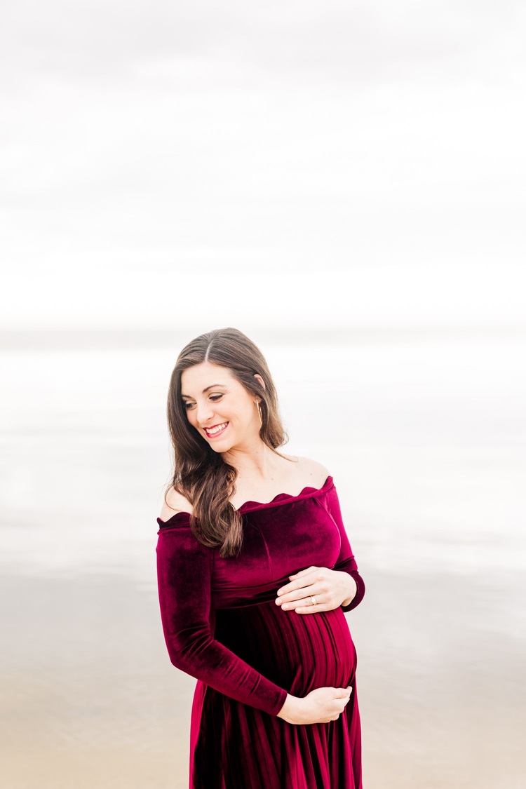 Grand Hotel  Point Clear Alabama Maternity Session   Burgundy Maternity Dress