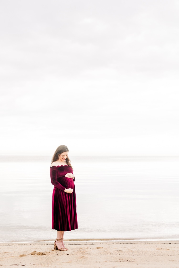 Grand Hotel  Point Clear Alabama Maternity Session   Burgundy Maternity Dress