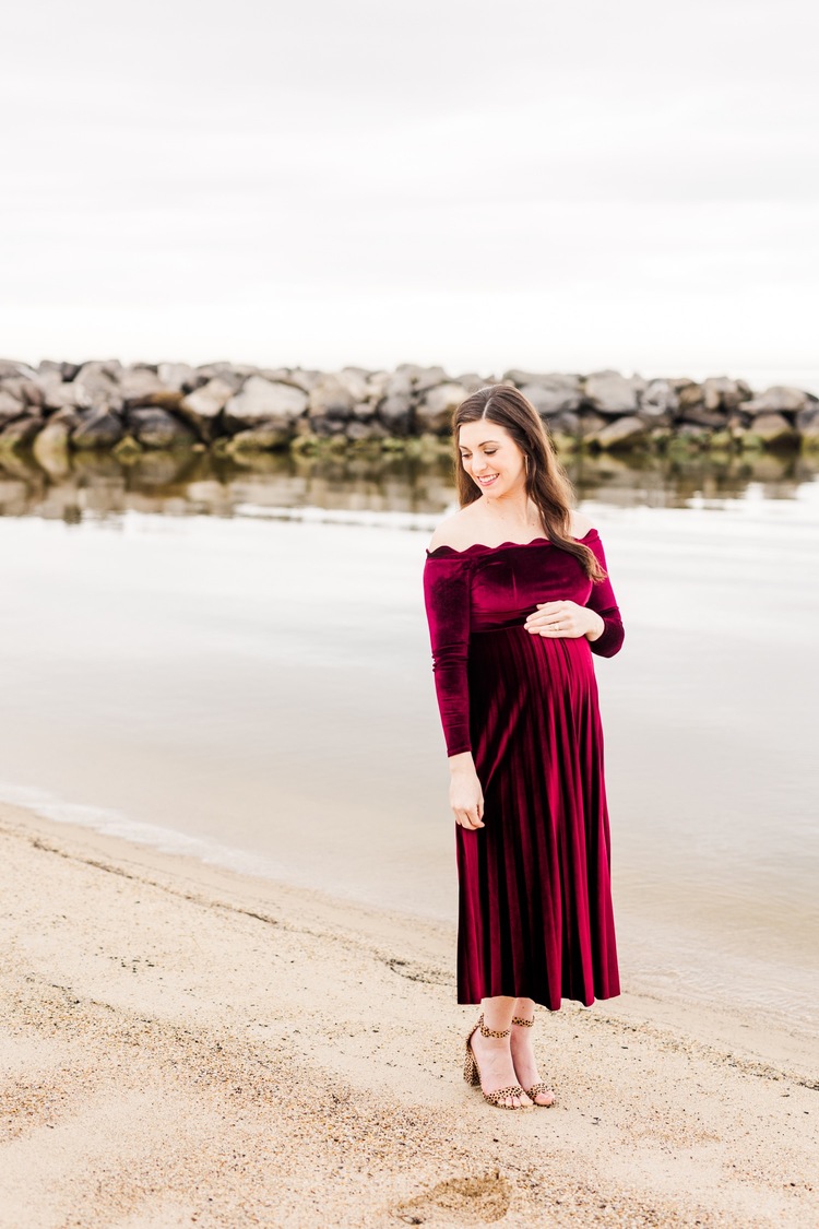 Grand Hotel  Point Clear Alabama Maternity Session   Burgundy Maternity Dress