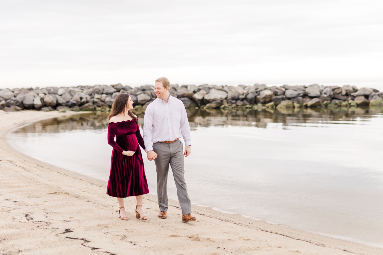 Grand Hotel  Point Clear Alabama Maternity Session   Burgundy Maternity Dress