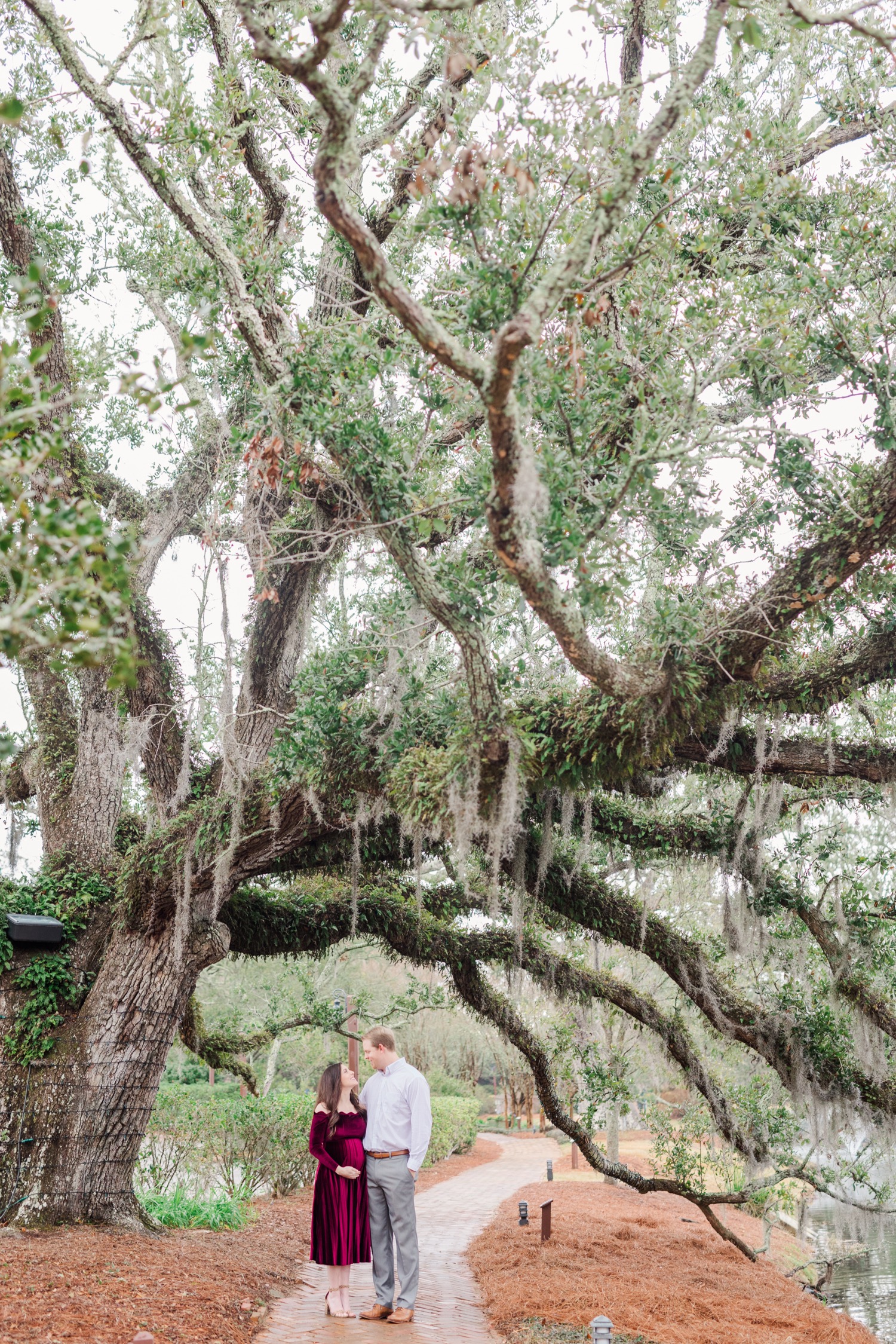 Grand Hotel  Point Clear Alabama Maternity Session   Burgundy Maternity Dress