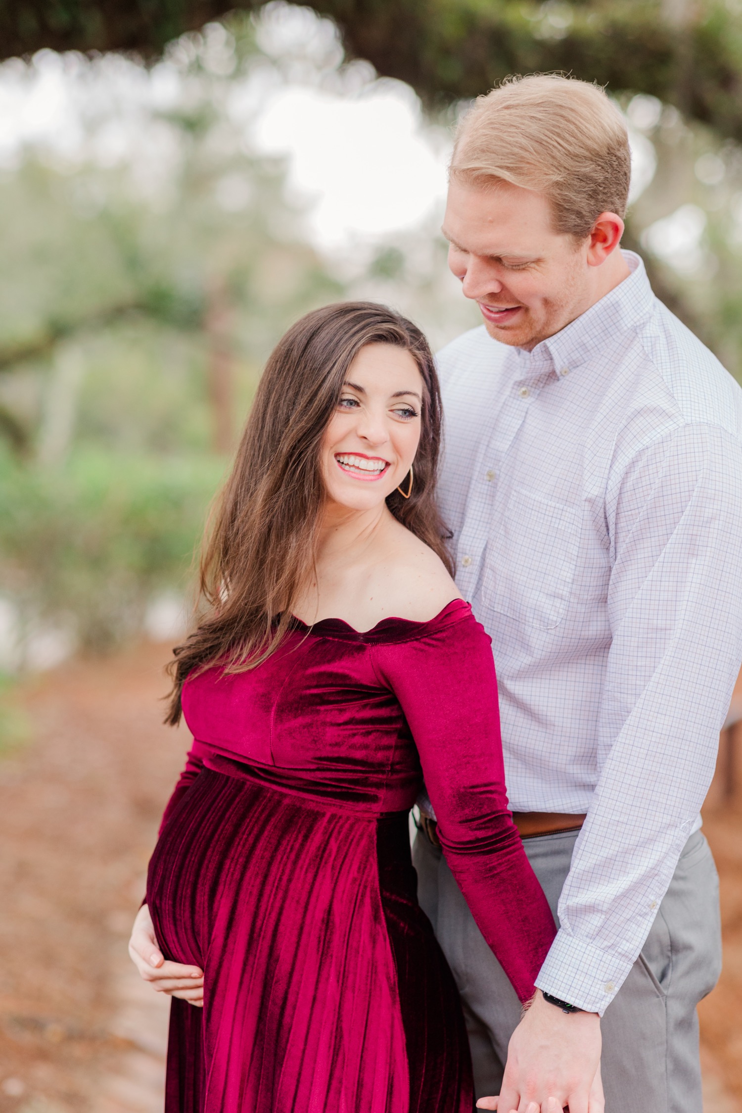 Grand Hotel  Point Clear Alabama Maternity Session   Burgundy Maternity Dress