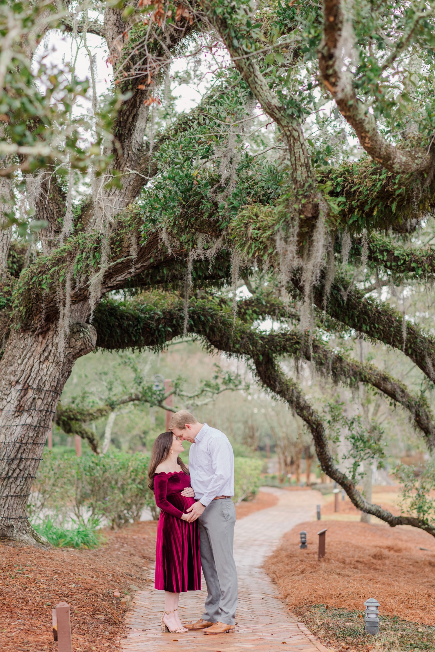 Grand Hotel  Point Clear Alabama Maternity Session   Burgundy Maternity Dress
