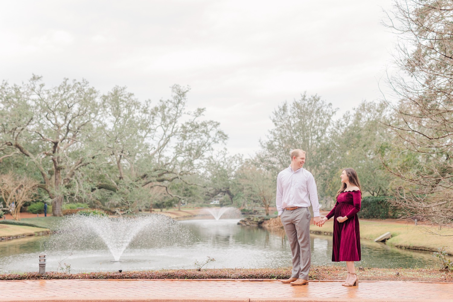 Grand Hotel  Point Clear Alabama Maternity Session   Burgundy Maternity Dress