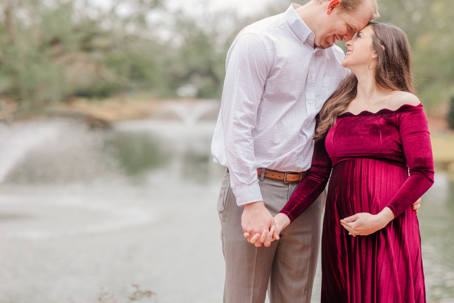 Grand Hotel  Point Clear Alabama Maternity Session   Burgundy Maternity Dress