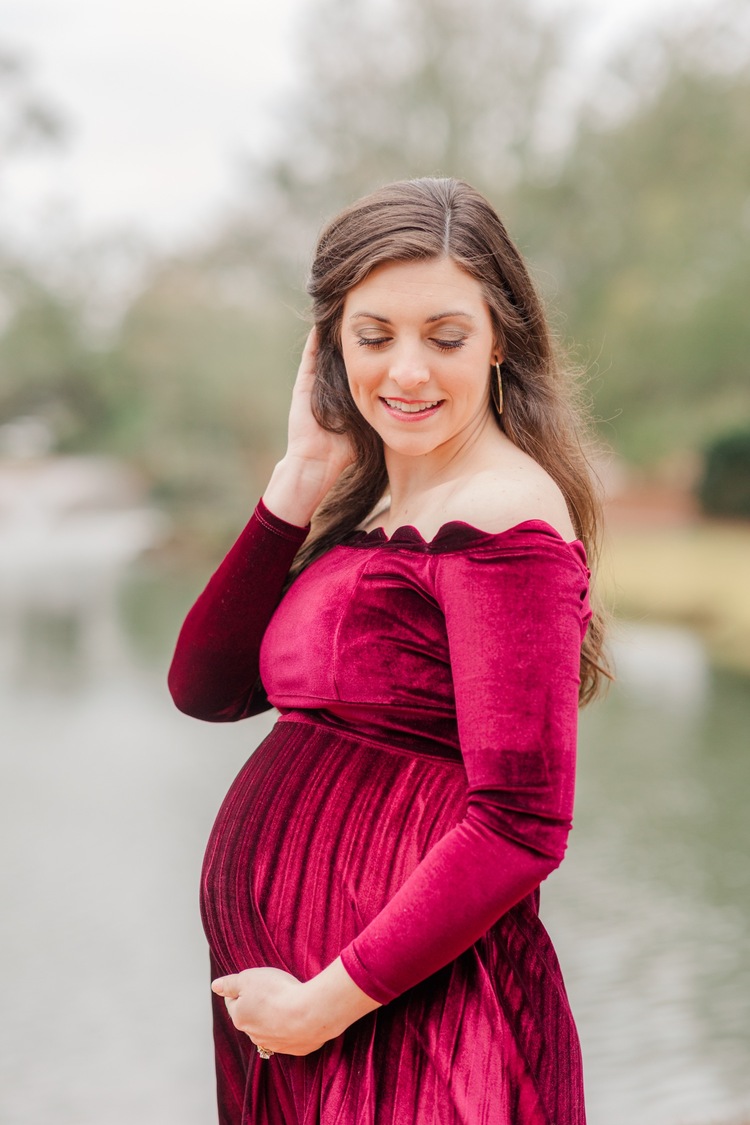 Grand Hotel  Point Clear Alabama Maternity Session   Burgundy Maternity Dress